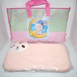 VEMBAP Toddler Memory Foam Pillow, Cooling Flat Pillow for Kids,| Pink | 18 x 10